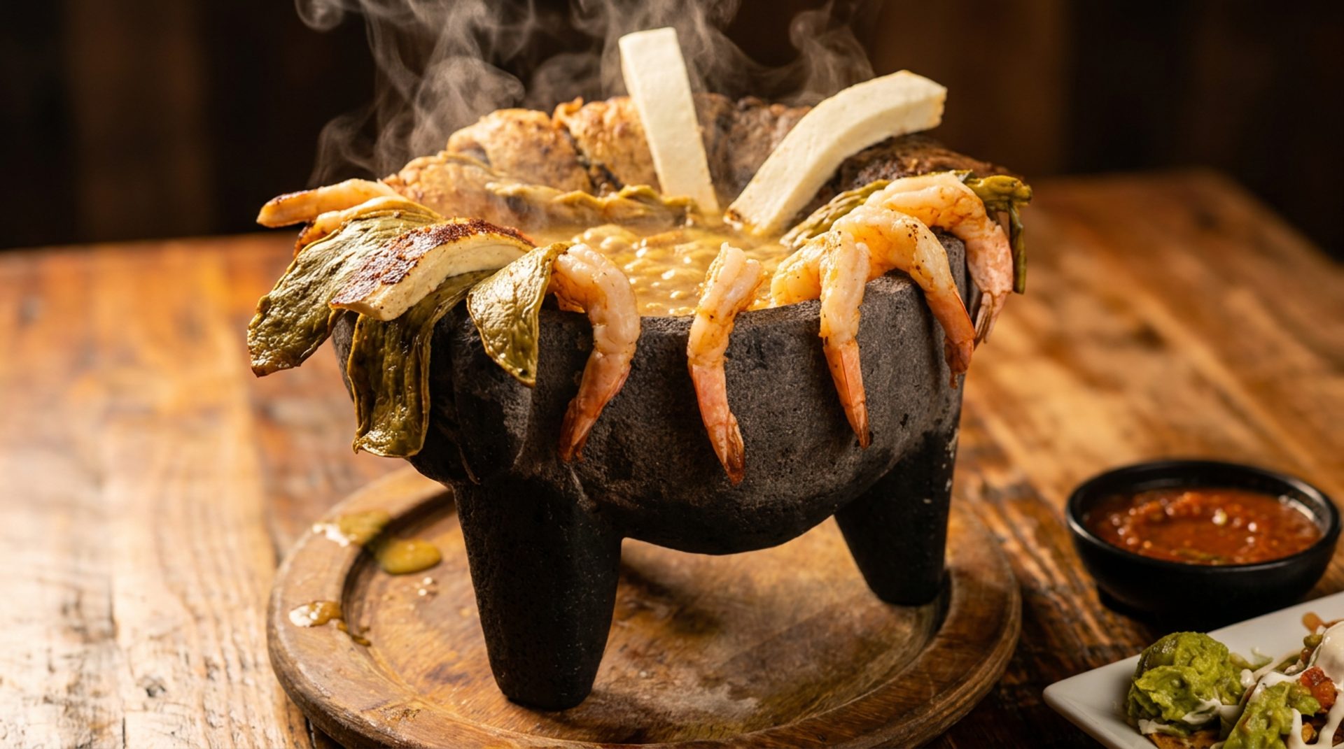 Street-style tacos and signature Molcajetes